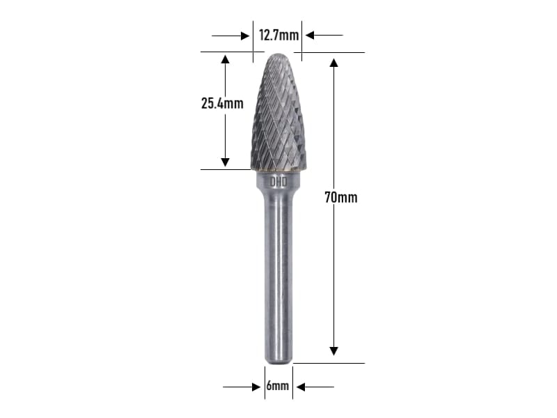 Mũi Doa Hợp Kim F1225 (M6x70) – Đầu Mài Tungsten Carbide