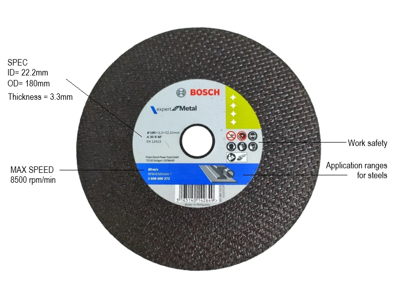 Đá Cắt Sắt 180mm Bosch 2608600272