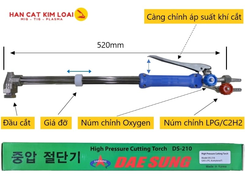 Đèn Cắt Gió Đá Daesung DS-210 520mm | Cắt 3-300mm | DHD0020